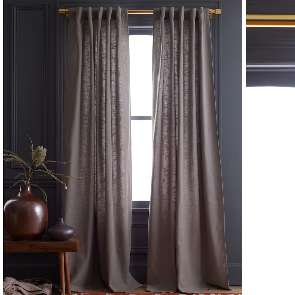 NWT QUINCE Set Of 2 48x84 Cotton Slub Curtains Grey 6506